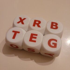 Large Letter Dice 6 Red White Words Alphabet Replacement Game Pieces Dicecapades